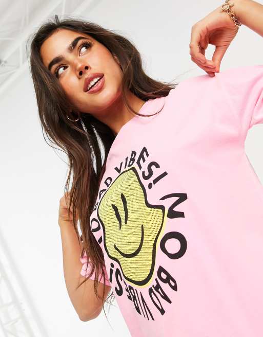 ASOS DESIGN - Neonpink T-shirt med 