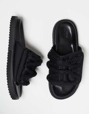 Asos Design Neoprene Tech Slide Sandals In Black