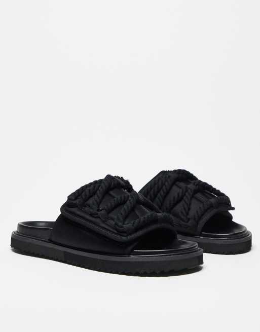 ASOS DESIGN neoprene tech slide sandals in black, 3 of 4
