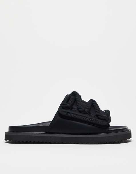ASOS DESIGN neoprene tech slider sandals in black - view 1