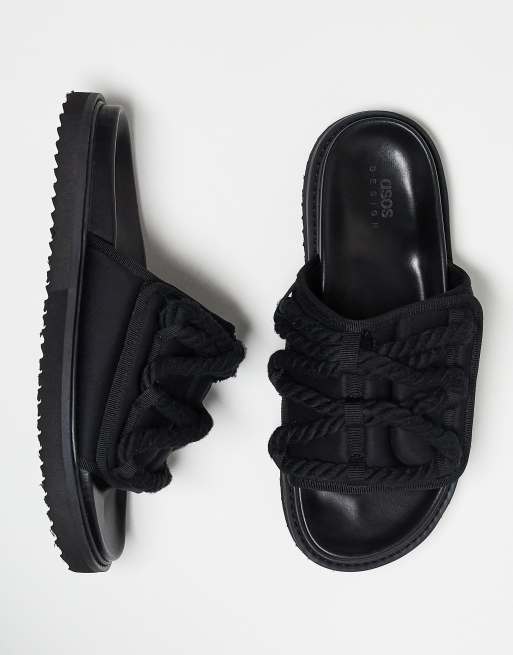 ASOS DESIGN neoprene tech slider sandals in black