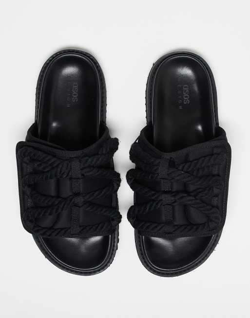 ASOS DESIGN neoprene tech slider sandals in black