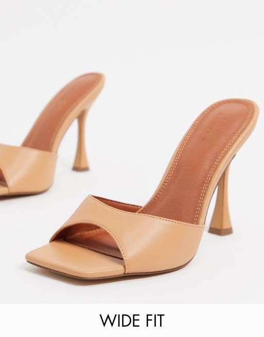 ASOS DESIGN - Nero - Muiltjes met brede pasvorm en vierkante neus in beige