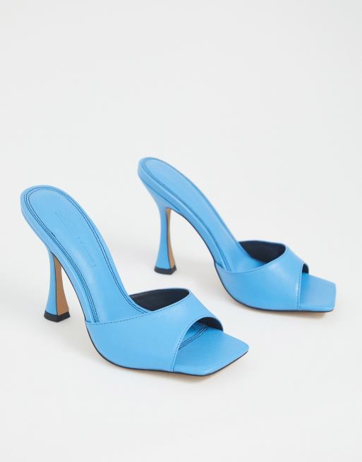 ASOS DESIGN Nero square toe mules in blue | ASOS