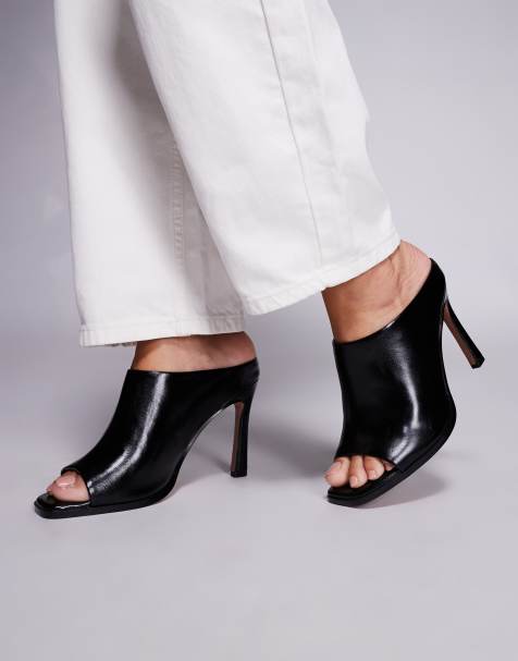 ASOS DESIGN Nessa high heeled mules in black - view 1