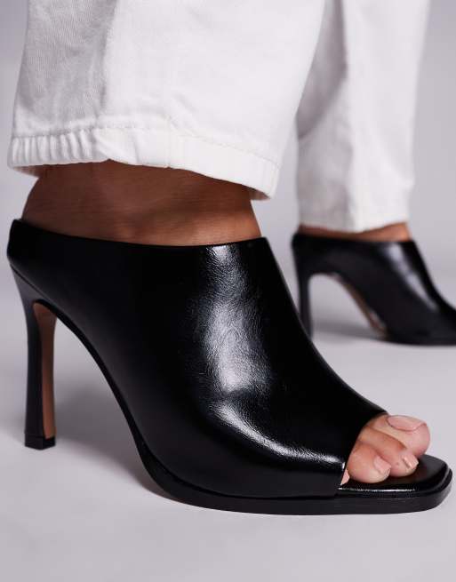 ASOS DESIGN - Nessa - Sorte og højhælede mules, 3 af 4