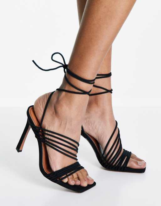 ASOS DESIGN - Nest - Sorte sandaler med hæl og bindebånd om benet, 4 af 4