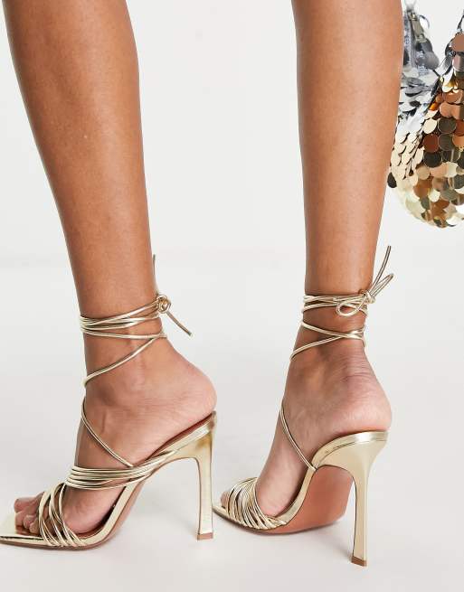 Strap up heels store gold