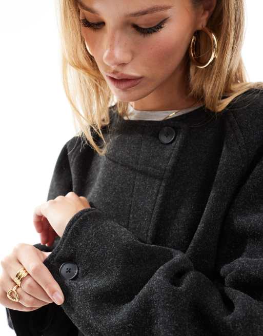 ASOS DESIGN - Net cropped jasje met mouwdetail in antraciet, 3 van 4