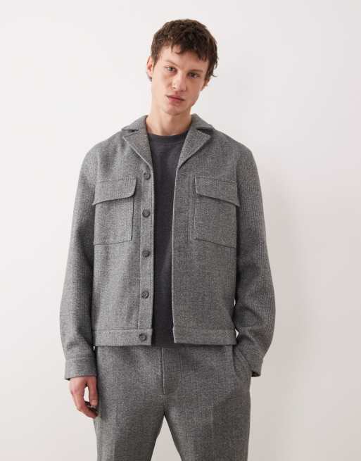 ASOS DESIGN - Nette Harrington co-ord set van geborstelde keperstof in antracietgrijs, 3 van 3
