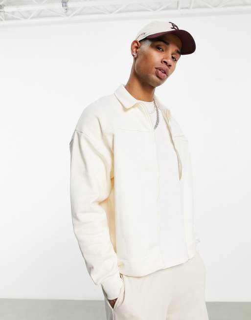 ASOS DESIGN - Net jack van jersey in zacht wit