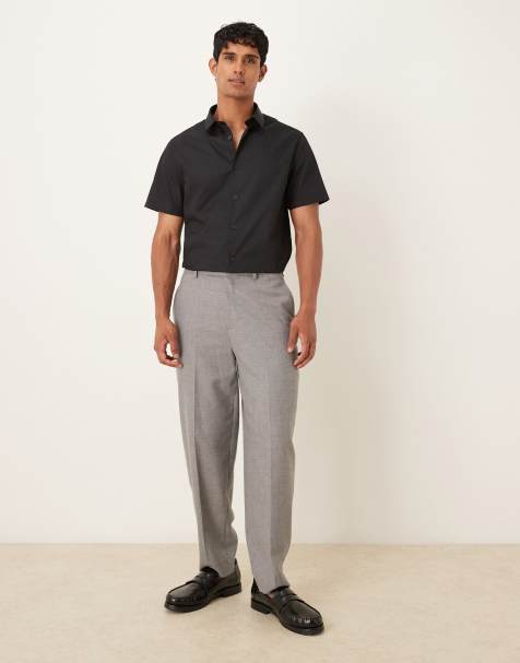 ASOS DESIGN - Net kreukvrij overhemd van popeline in zwart - view 1