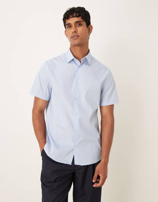 ASOS DESIGN - Net kreukvrij overhemd van popeline met normale pasvorm in lichtblauw, 2 van 5