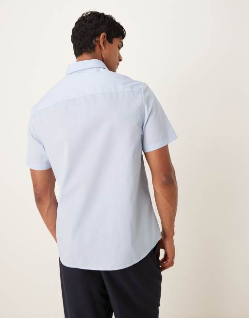ASOS DESIGN - Net kreukvrij overhemd van popeline met normale pasvorm in lichtblauw, 3 van 5