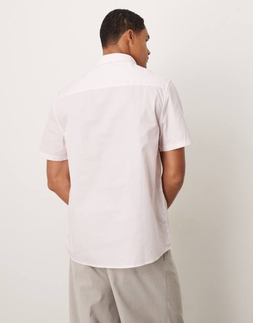 ASOS DESIGN - Net kreukvrij overhemd van popeline met normale pasvorm in lichtroze, 3 van 5