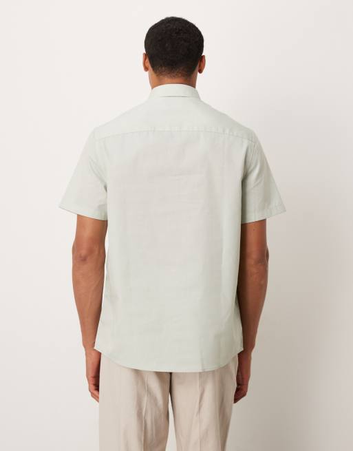 ASOS DESIGN - Net kreukvrij overhemd van popeline met normale pasvorm in saliegroen, 3 van 5