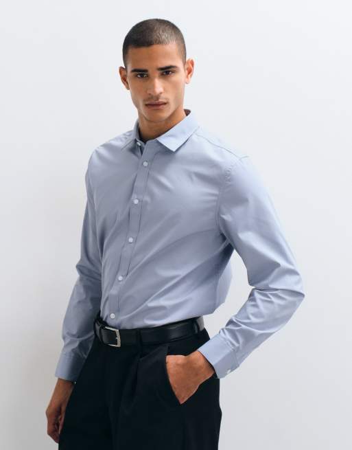 ASOS DESIGN - Net overhemd met normale pasvorm in lichtblauw, 5 van 5
