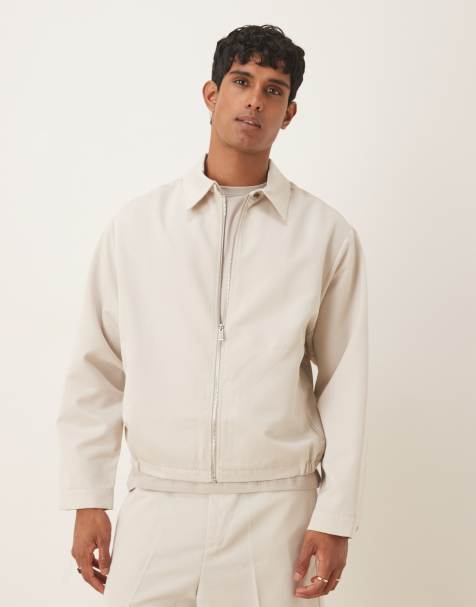 ASOS DESIGN - Net oversized blousonjack in stone, deel van co-ord set - view 1
