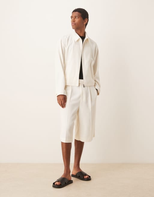 ASOS DESIGN - Net oversized blousonjack in wit microstructuur, deel van co-ord set, 3 van 4