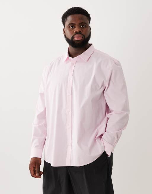ASOS DESIGN - Net poplin overhemd met normale pasvorm in lichtroze, 2 van 6