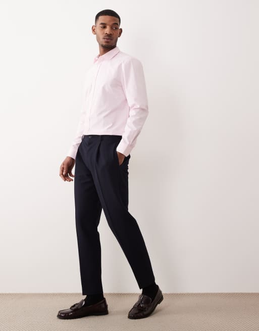 ASOS DESIGN - Net poplin overhemd met normale pasvorm in lichtroze, 3 van 6