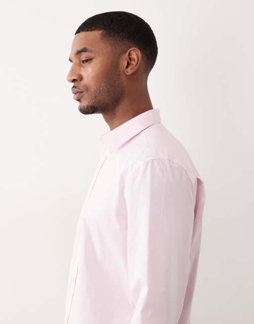 ASOS DESIGN - Net poplin overhemd met normale pasvorm in lichtroze, 4 van 6