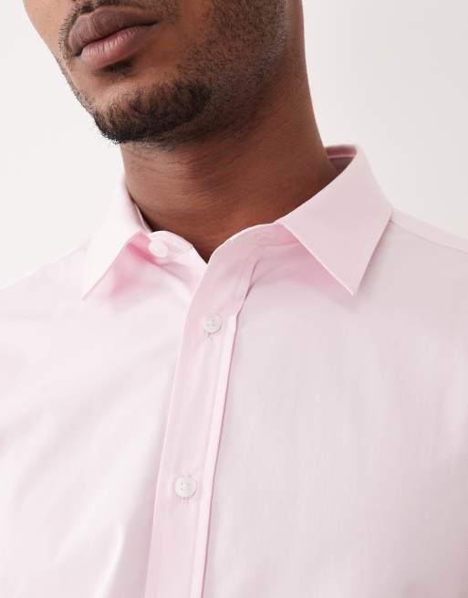 ASOS DESIGN - Net poplin overhemd met normale pasvorm in lichtroze, 5 van 6