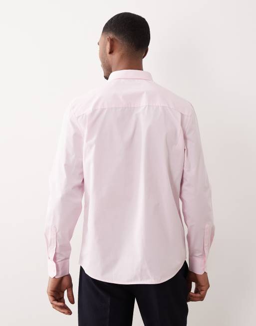 ASOS DESIGN - Net poplin overhemd met normale pasvorm in lichtroze, 6 van 6