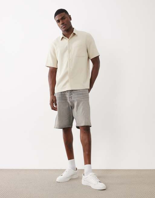 ASOS DESIGN - Net ruimvallend overhemd met drukknopen in beige, 2 van 5