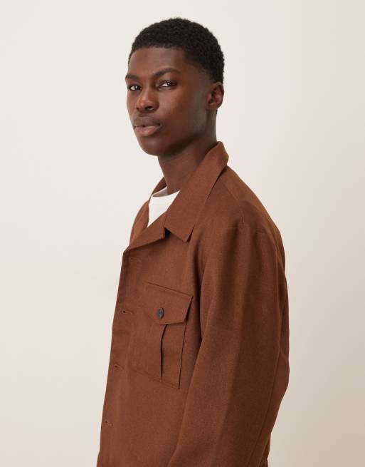 ASOS DESIGN - Net shacket jack in bruin, deel van co-ord set, 4 van 5