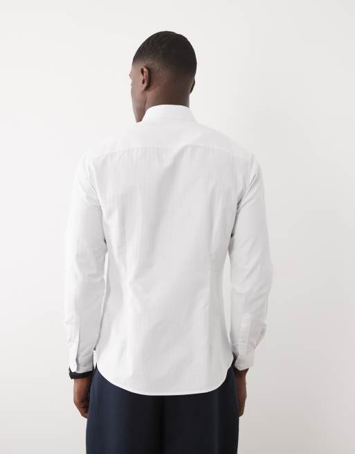 ASOS DESIGN - Net smal overhemd met visgraatatstructuur in wit, 5 van 5