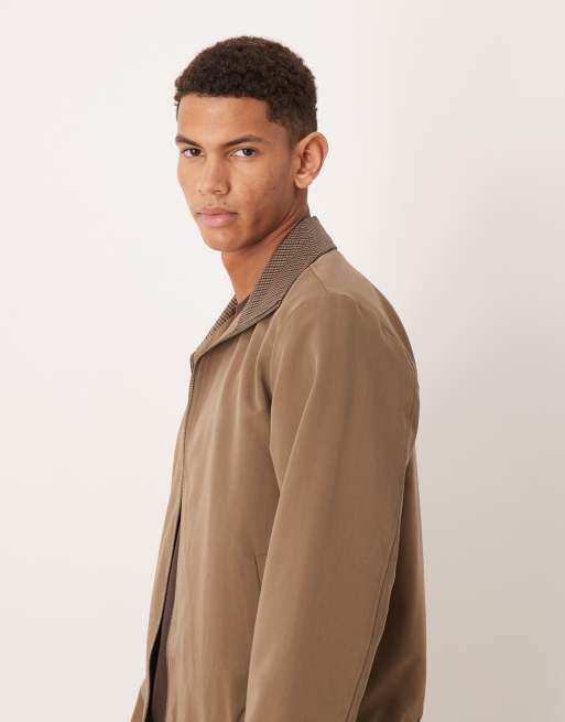 ASOS DESIGN - Net sportjack met contrasterende kraag in bruin, deel van co-ord set, 4 van 5