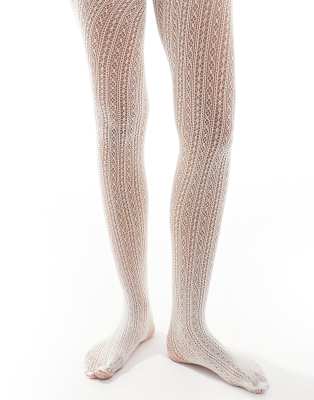 Asos Design Net Tights In Cream-white In White