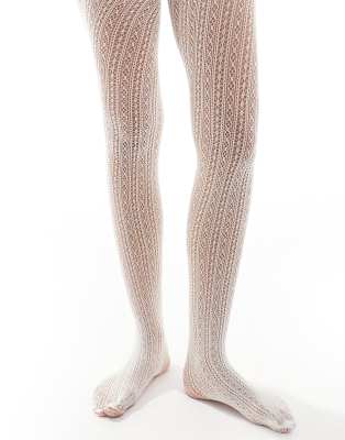 net tights in cream-White