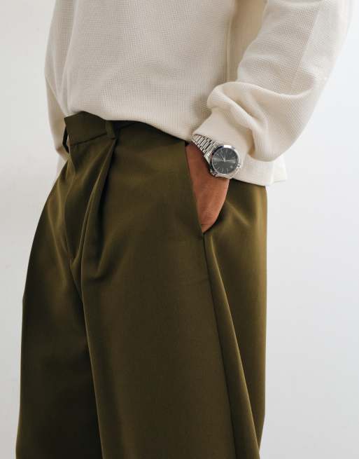 ASOS DESIGN nette barrelbroek in olijfgroen, 5 van 5
