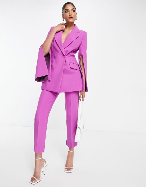 ASOS DESIGN - Nette blazer met split in de mouw in orchidee paars