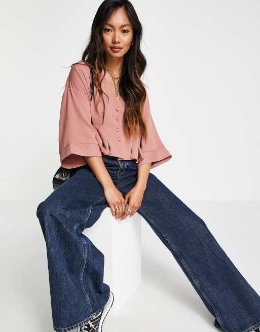 ASOS DESIGN - Nette blouse met knoopsluiting in roze