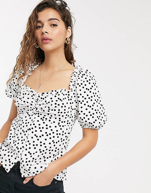 ASOS DESIGN - Nette blouse van katoen met stippen