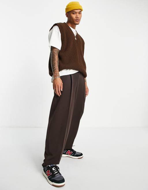 ASOS DESIGN - Nette broek met ballonpijpen in chocoladebruin