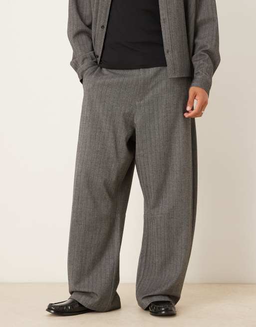 ASOS DESIGN - Nette co-ord set met rechte pasvorm en visgraatmotief in antracietgrijs, 2 van 3