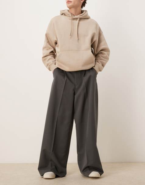 ASOS DESIGN - Nette broek met extreem wijde pijpen en plooien aan de voorkant in antracietgrijs - view 1