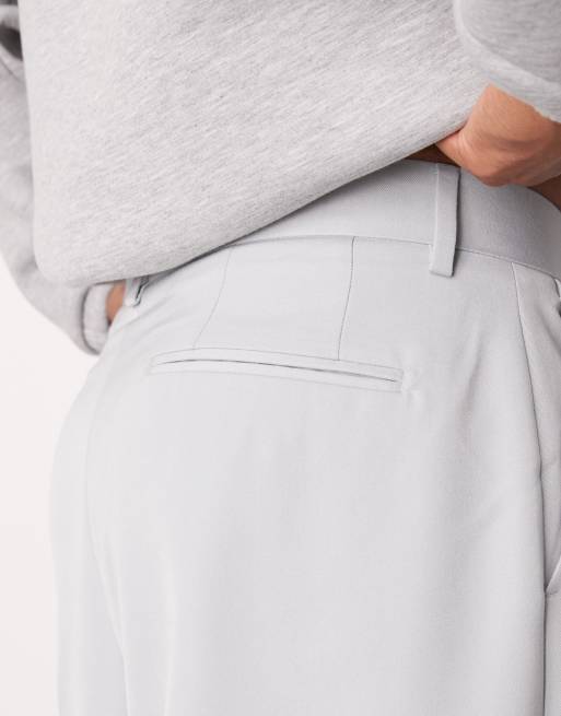 ASOS DESIGN - Nette broek met extreem wijde pijpen en plooien in lichtgrijs, 5 van 5