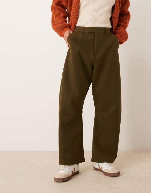 ASOS DESIGN - Nette broek met hoefijzerpasvorm in kaki