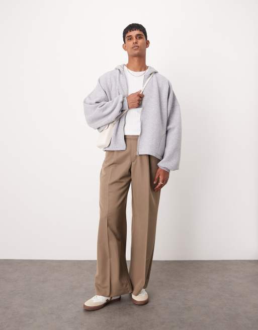 ASOS DESIGN - Nette broek met losse pasvorm en plooien in bruin