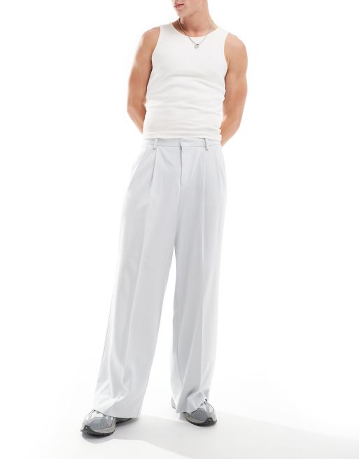 ASOS DESIGN - Nette broek met losse pijpen en en plooien in lichtblauw 
