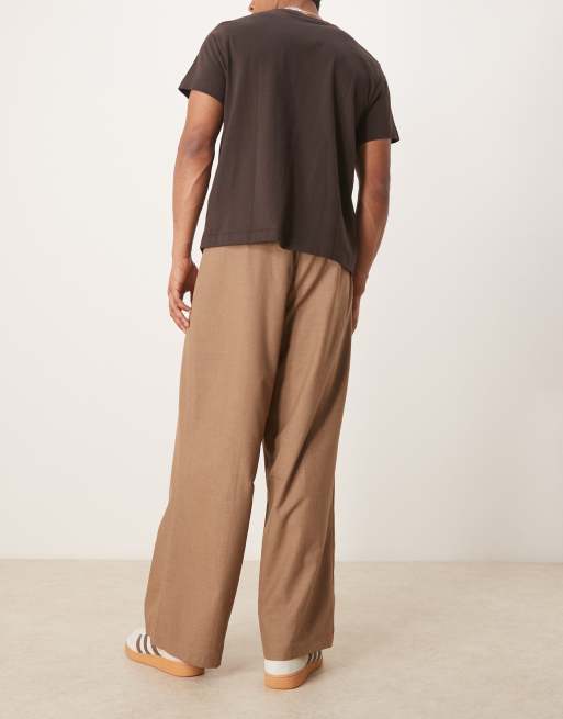 ASOS DESIGN - Nette broek met plooien en naden in bruin, 3 van 5