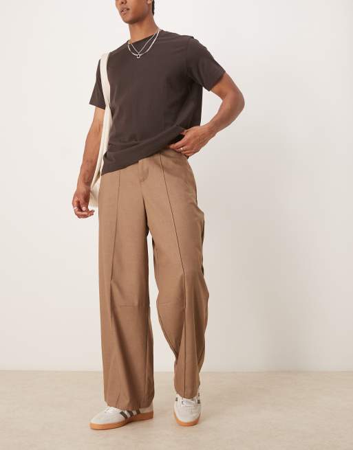 ASOS DESIGN - Nette broek met plooien en naden in bruin, 5 van 5