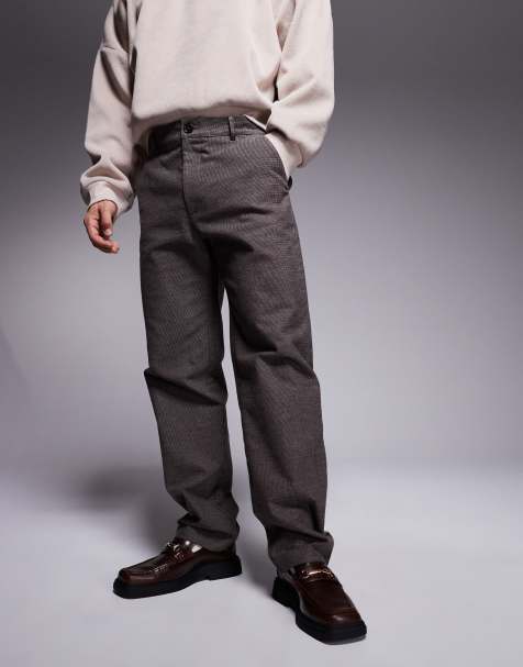 ASOS DESIGN - Nette broek met recht en pied-de-poule ruitjes in bruin, deel van co-ord set - view 1
