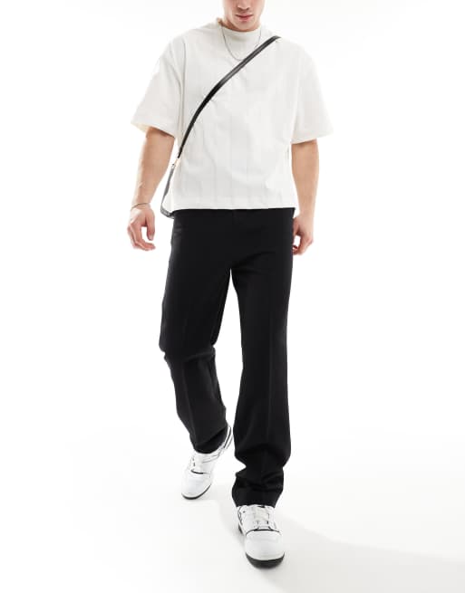 ASOS DESIGN - Nette broek met rechte pijpen en hoge taille in zwart