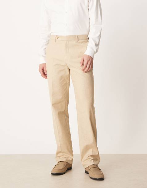 ASOS DESIGN - Nette broek met rechte pijpen en linnenlook in stone - view 1